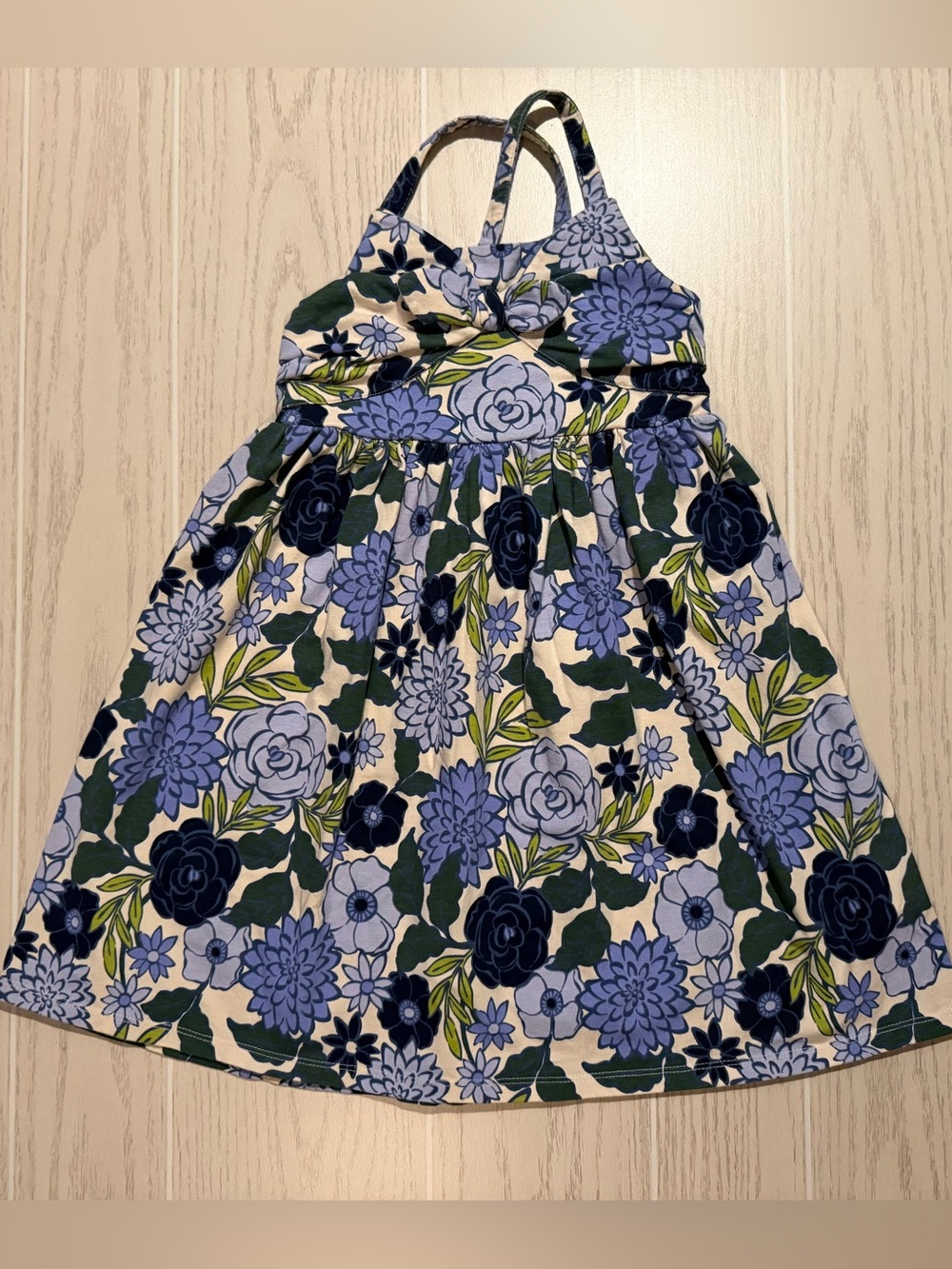 Tommy Bahama Girls Size 7 Tropical Floral Halter Sundress Blue Green